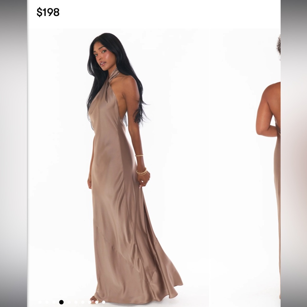 Jasmine Halter Maxi Dress Show Me Your Mumu high neck large snag flaw front dune